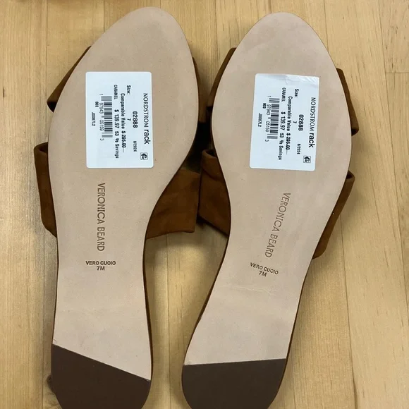 Veronica Beard Seraphina Caramel Slide Sandals